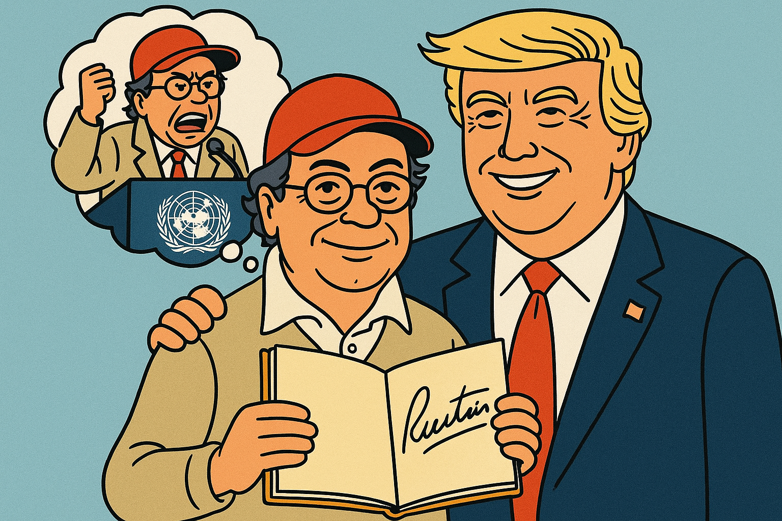 Septiembre 2025: Hitler. Febrero 2026: gorra MAGA, libro firmado y foto autografiada.