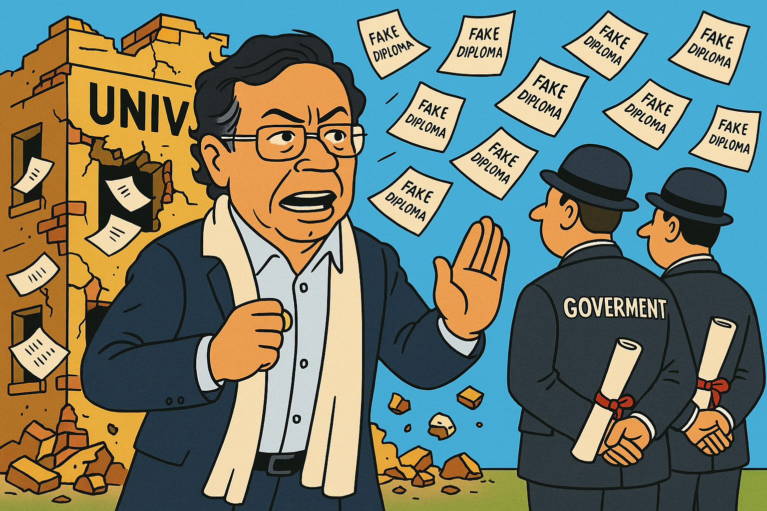 24 contratistas del gobierno con títulos irregulares. La Fiscalía imputó cargos. El presidente defiende la universidad.